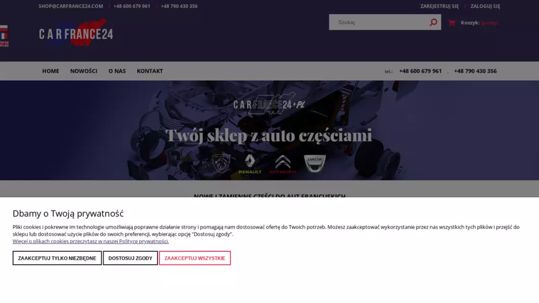 Sklep z częściami do samochodów francuskich Carfrance24 - podgląd